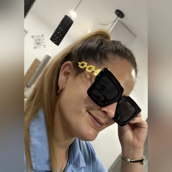 NEW Black Chain Fashion Sunglasses - Picture 11 of 12